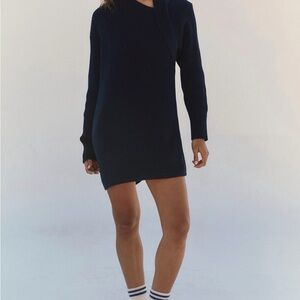 Free People Navy Ribbed Knit Tunic Dress